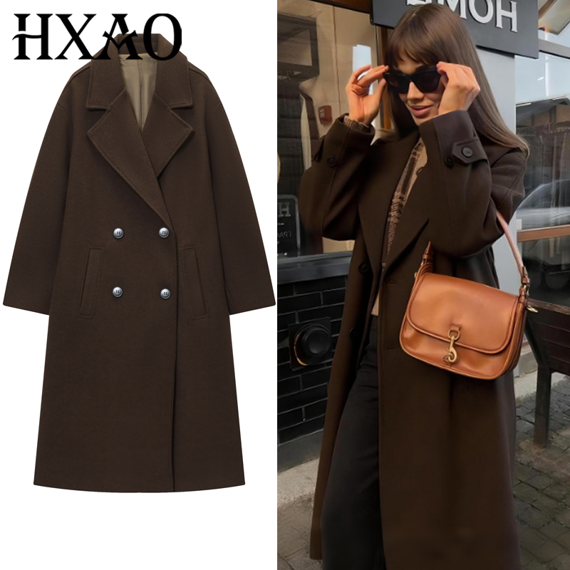 HXAO Women's Coat Brown Tweed  – Wool Coat Peacoat Bewertung und Preis