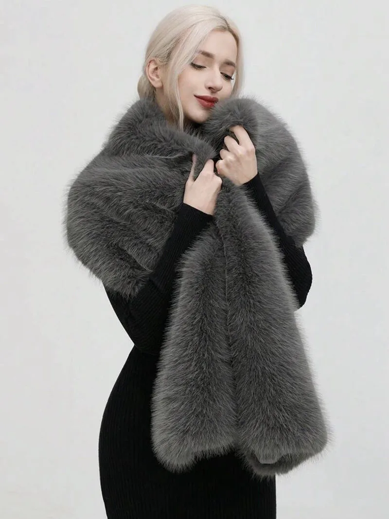 Fashion Luxury Faux Fox Fur Sh – Shawl Wrap Winter Bewertung und Preis
