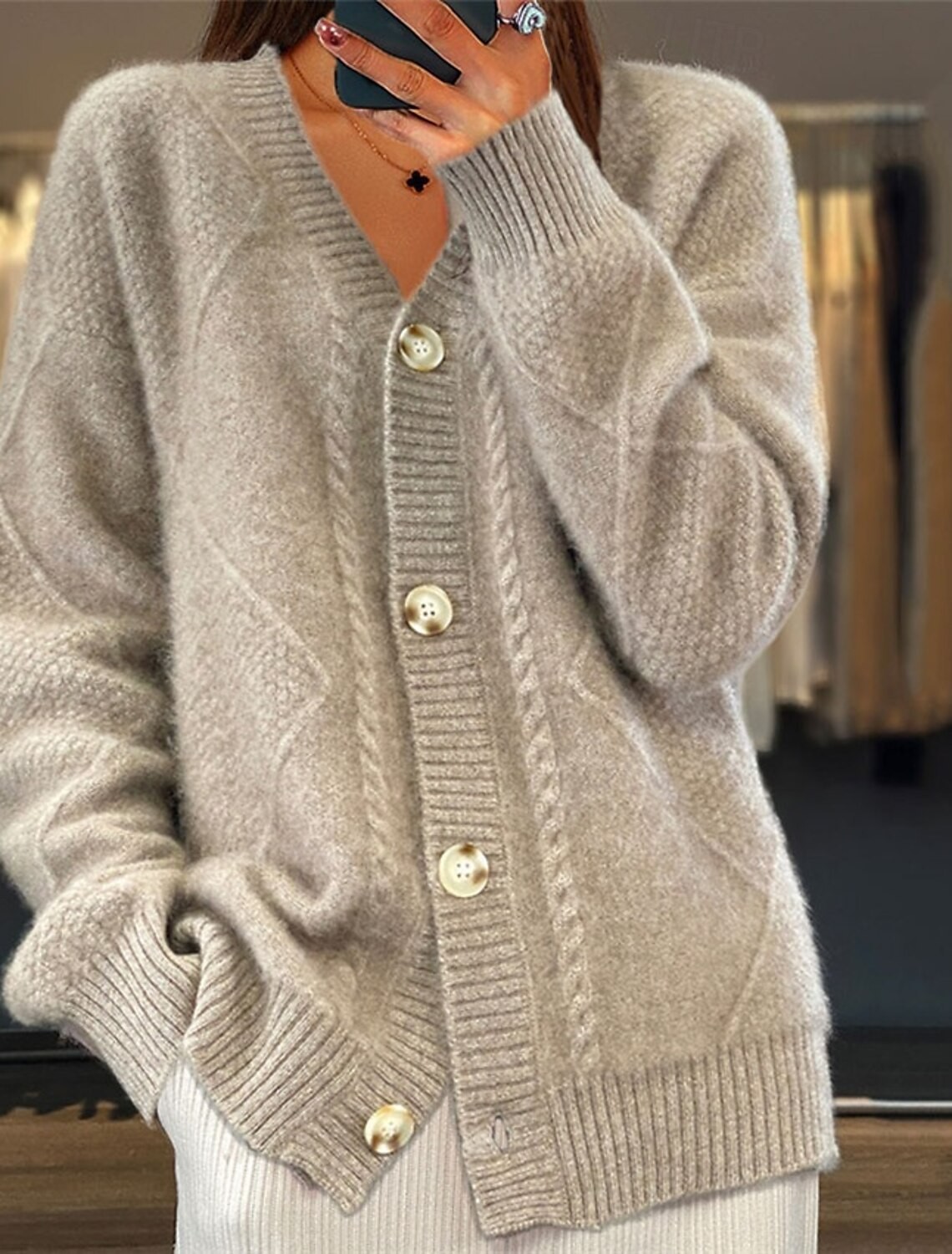 Women V Neck Cable Knit Cardig – Down Jacket Packable Bewertung und Preis